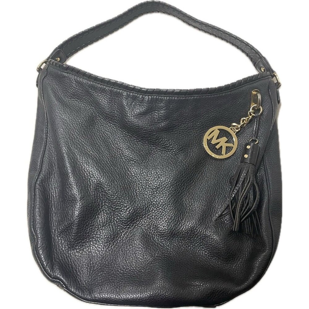 MICHAEL Michael Kors Black Leather Tassel Hobo Handbag - Picture 2 of 8